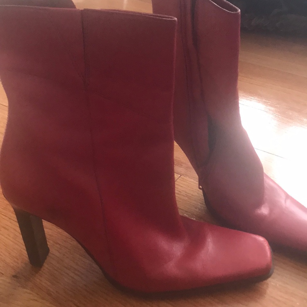 Leather red boots